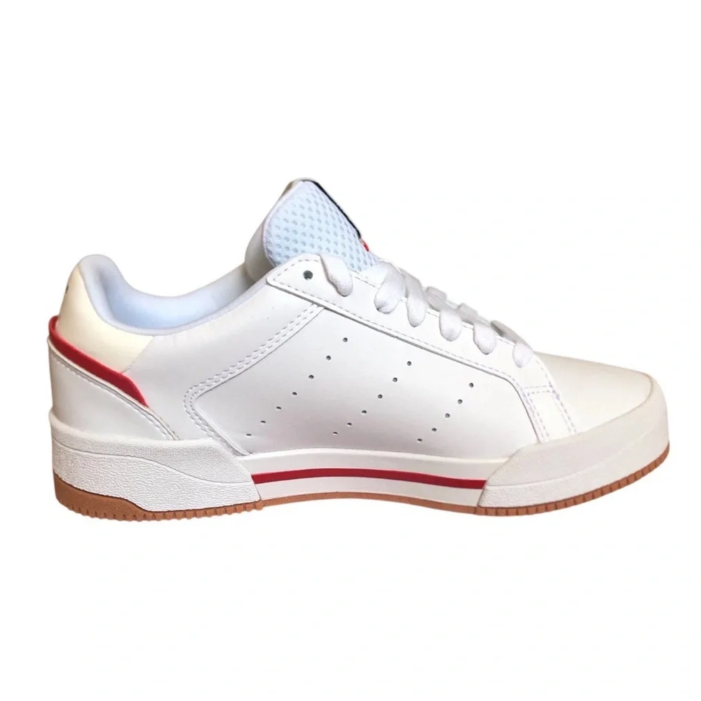 ADIDAS Men’s Originals Court Tourino White Sneakers w/ Red Accent Low-Top Sz 5.5